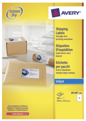 Image of Avery J8168-100 self-adhesive label White 200 pc(s)