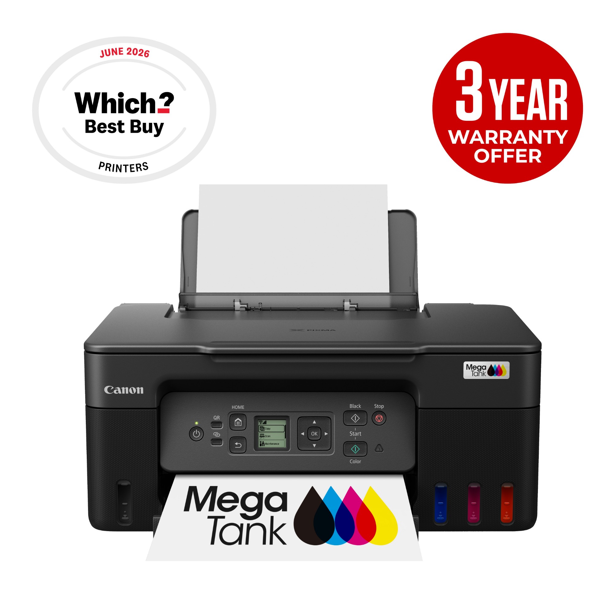 PIXMA G3570 G 3570 MegaTank - Multifunction printer - colour - inkjet - refillable - Legal (216 x 356 mm) (original) - A4/Legal (media) - up to 11 ipm (printing) - 100 sheets - USB 2.0, Wi-Fi(ac) - black thumbnail