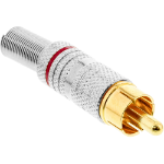 InLine RCA metal male plug for soldering, silver, red ring, for 6mm cable