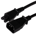 Maplin Power Lead IEC C5 Clover Leaf Plug Female to IEC C14 Male - Black, 1m