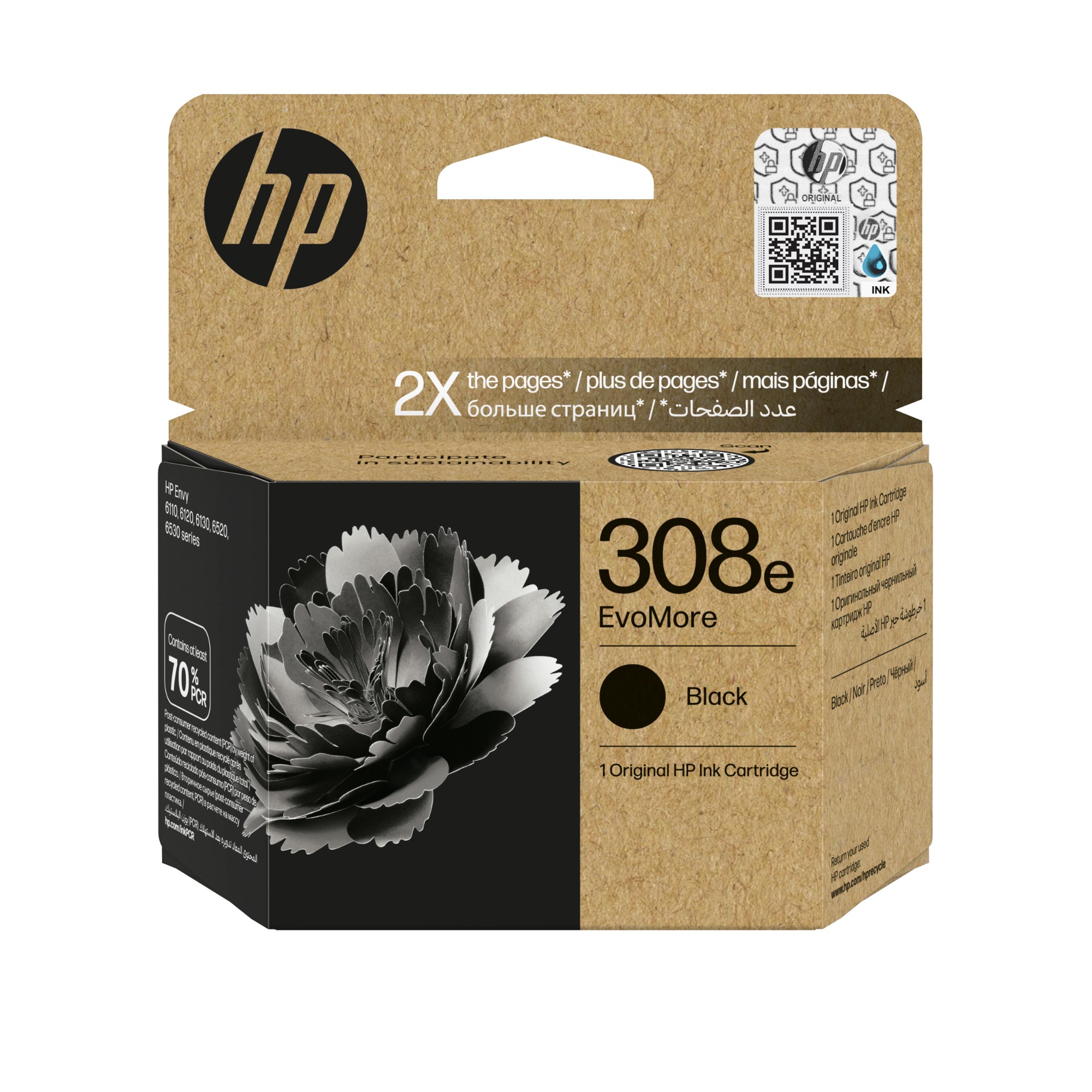 HP 7FP22UE/308E Printhead cartridge black Evomore, 320 pages ISO/IEC 24711 for HP Envy 6100