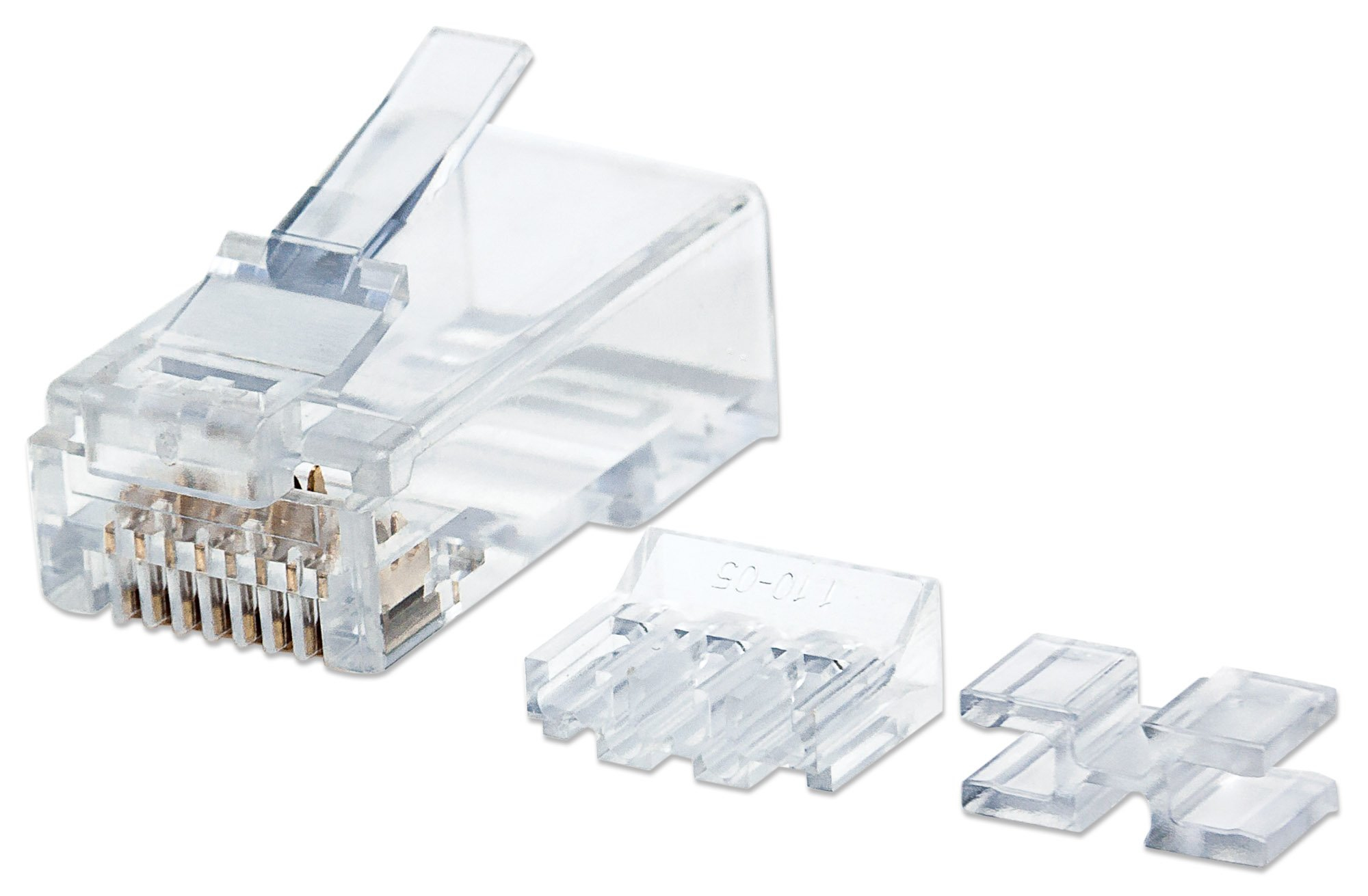 Image of Intellinet RJ45 Modular Plugs, Cat6A, UTP, 3-prong, for solid...