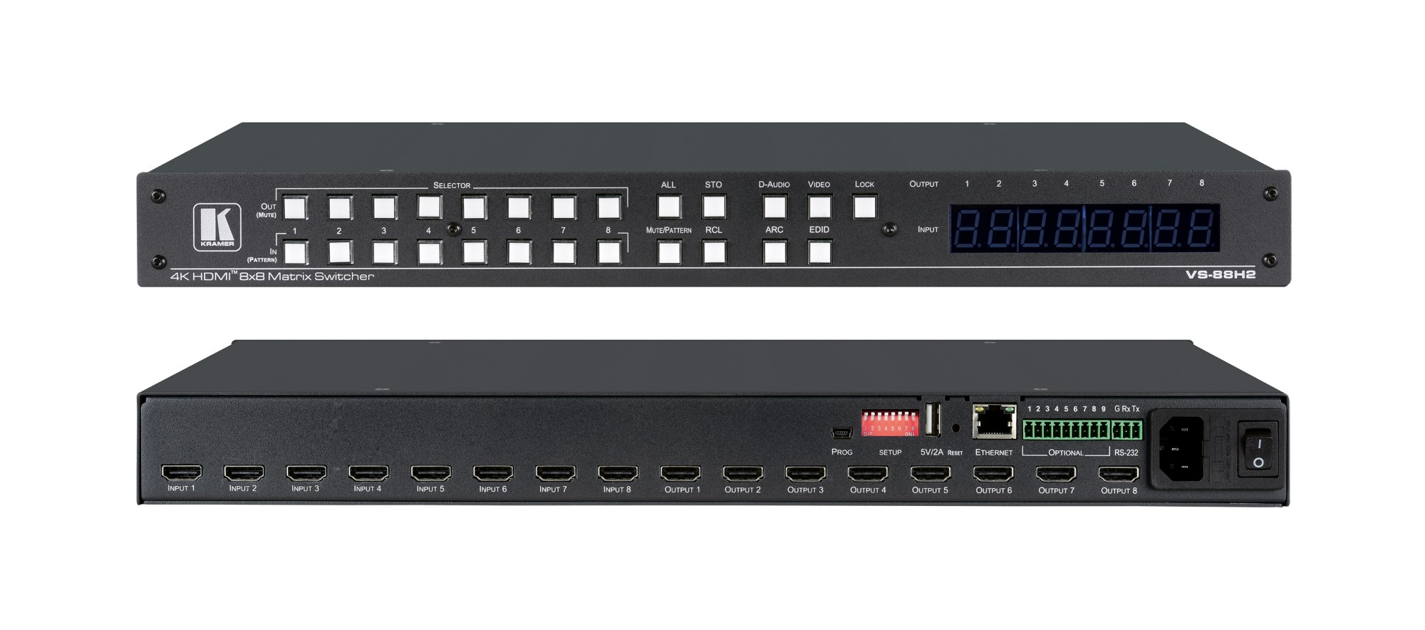 VS-88H2 AV matrix switcher Built-in display