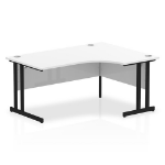 Dynamic Impulse W1600 x D800/1200 x H730mm Right Hand Crescent Desk With Cable Management Ports Cantilever Leg White Finish Black Frame - MI003330 DD