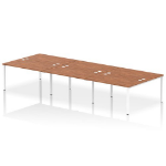Dynamic Impulse Back-to-Back 6 Person Bench Desk W1400 x D1600 x H730mm With Cable Ports Walnut Finish White Frame - IB00194 DD  Chert Nigeria