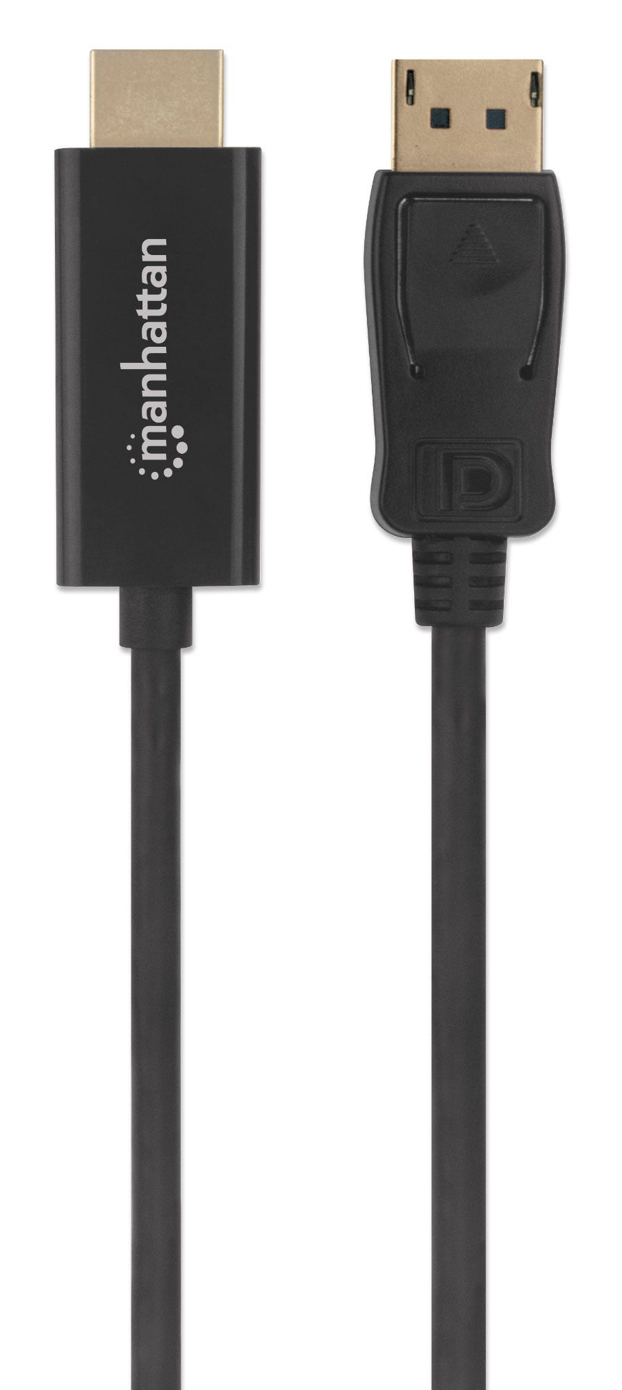 Manhattan DisplayPort to HDMI Cable, 4K@60Hz, 1m, Male to Male, DP With Latch, Black, Not Bi-Directional, Three Year Warranty, Polybag