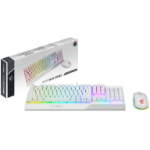 MSI VIGOR GK30 COMBO WHITE UK RGB MEMchanical Gaming Keyboard + Clutch GM11 WHITE Gaming Mouse ' UK Layout, 6-Zone RGB Lighting Keyboard, Dual-Zone RGB Lighting Mouse, 5000 DPI Optical Sensor, Centre'