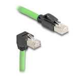 DeLOCK RJ45 Network Cable Cat.6A plug to plug downwards angled SF/UTP suitable for drag chains PUR (TPU) 1 m green