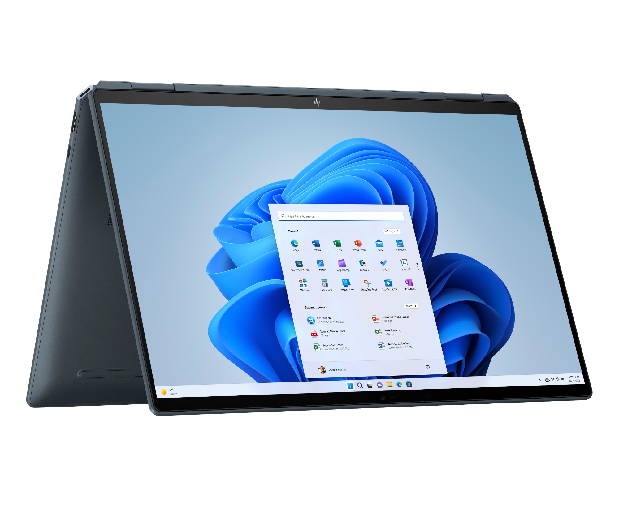 HP Spectre x360 16-aa0740nz Intel Core Ultra 7 155H Hybrid (2-in-1) 40,6 cm (16") Touchscreen 3K 32 GB LPDDR5x-SDRAM 2 TB SSD NVIDIA GeForce RTX 4050 Wi-Fi 7 (802.11be) Windows 11 Home AI PC Blau