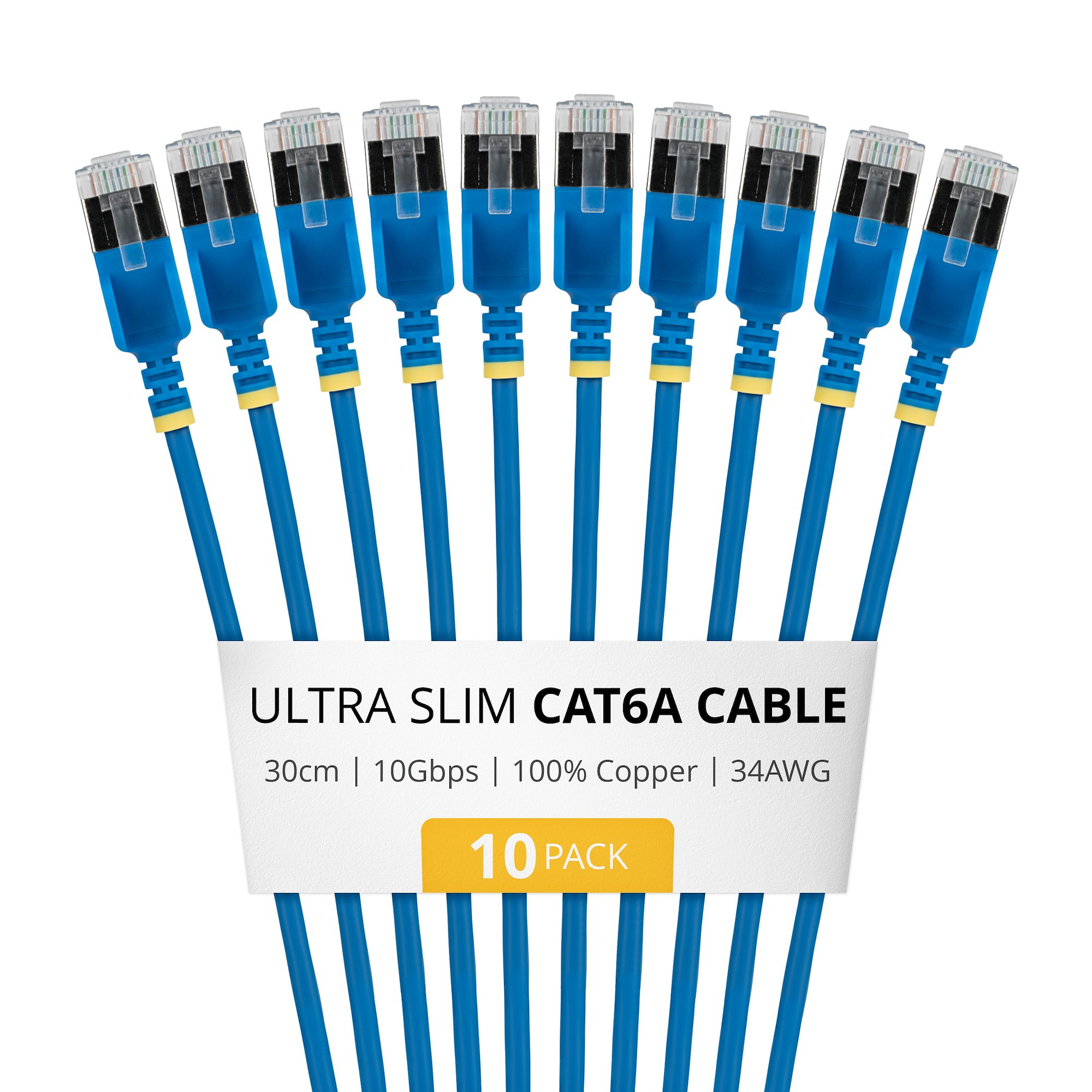 StarTech.com 30cm Blue Ultra Slim Cat6A Ethernet Cable. 10 pack. Snagl
