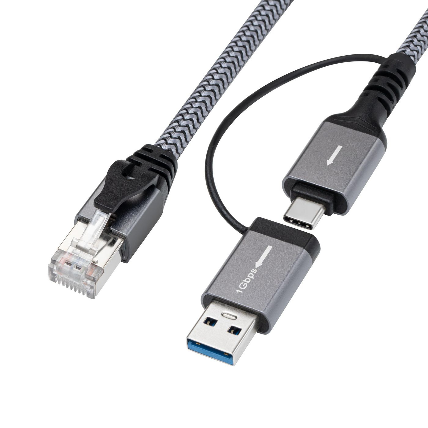 Microconnect CAT6 RJ45 FTP to USB A-C adapter cable. 3 meter network a