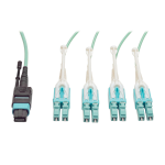 Tripp Lite N844-01M-8LC-PT MTP/MPO Fan-out Cable with Push/Pull Tab Connectors, MTP/MPO to 4xLC, 40GbE, 40GBASE-SR4,OM3 Plenum-rated - Aqua, 1M (3.28 ft.)