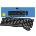 EVO LABS CM-501UK Wired Multimedia Keyboard and Mouse Combo Set, USB Plug and Play, Full Size Qwerty UK Layout Keyboard with Optical Sensor Mouse, Ideal for Home or Office, Black