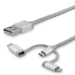 StarTech.com 2 m (6 ft.) USB Multi Charging Cable - USB to Micro-USB or USB-C or Lightning for iPhone / iPad / iPod / Android - Apple MFi Certified - 3 in 1 USB Charger - Braided