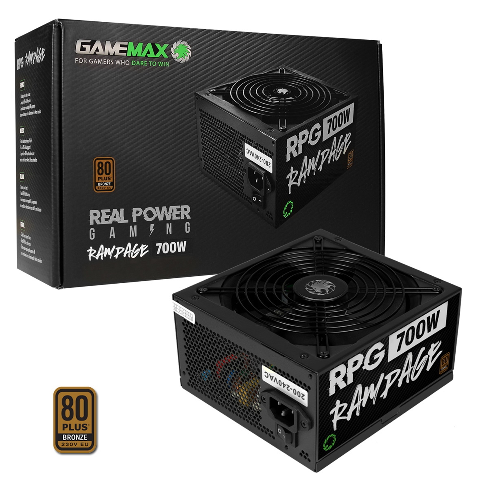 Image of GAMEMAX 700W RPG Rampage PSU Fully Wired 80+ Bronze Flat Black...