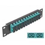 DeLOCK 10″ Fiber Optic Patch Panel 12 Port SC Duplex aqua 1U black