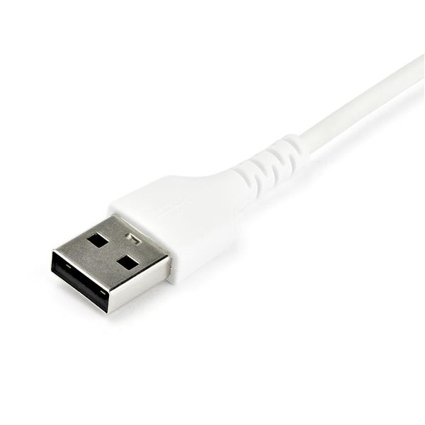 StarTech.com 1M USB A to USB C Charging Cable - Durable Fast Charge & Sync USB 2.0 to USB Type C Data Cord - Rugged TPE Jacket Aramid Fiber M/M 60W White - Samsung S10, iPad Pro, Pixel