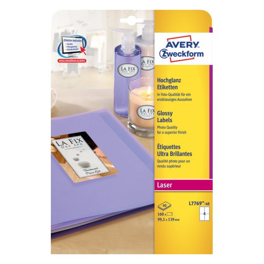 Avery L7769-40 self-adhesive label Rounded rectangle Permanent White 160 pc(s)