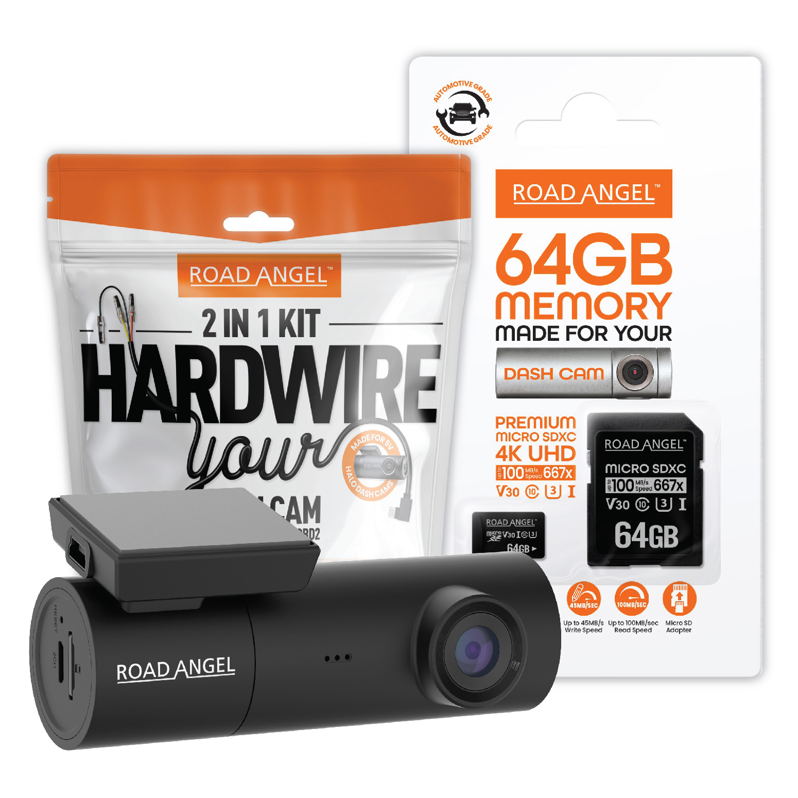 Road Angel Halo Spark Deluxe 1080p Dash Cam inc 64GB MicroSD Card & Hardwiring Kit