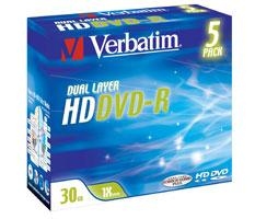 Verbatim 30 GB HD DVD-R Double Layer 5pk 5 pc(s)