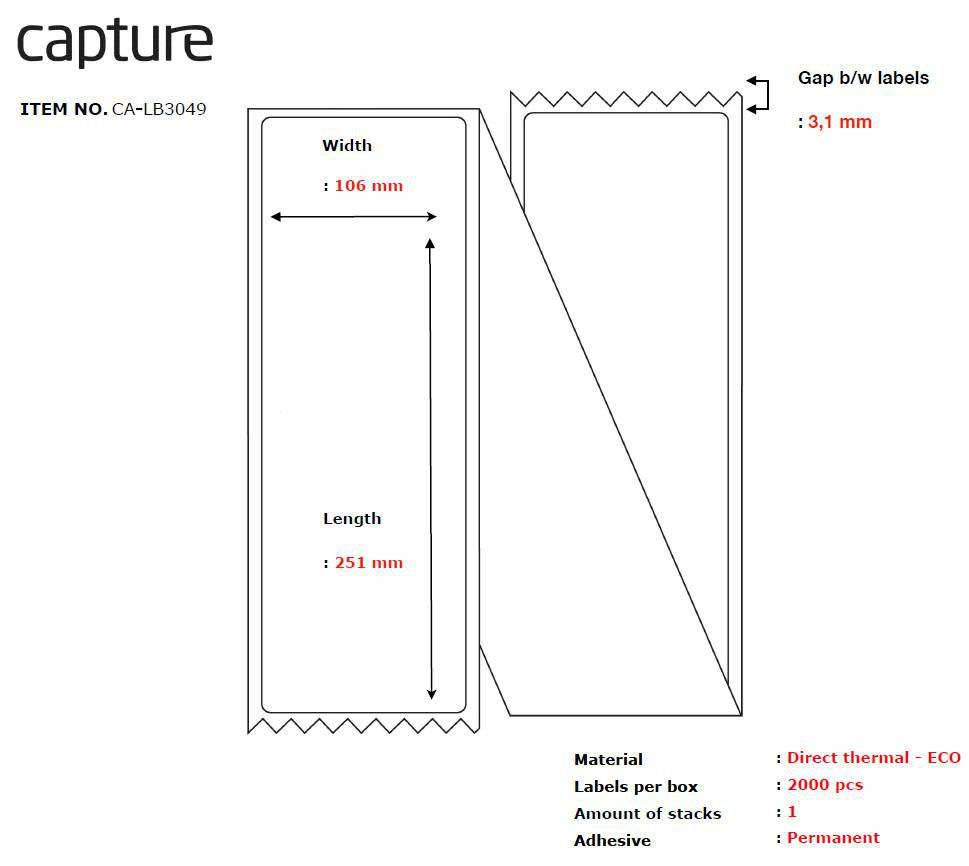 Capture CA-LB3049 printer label White