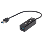 Manhattan USB-A 4-Port Hub, 4x USB-A Ports (1x 5 Gbps USB 3.2 Gen1 aka USB 3.0, 3 x 480 Mbps USB 2.0), Bus Powered, Black, Three Year Warranty, Blister
