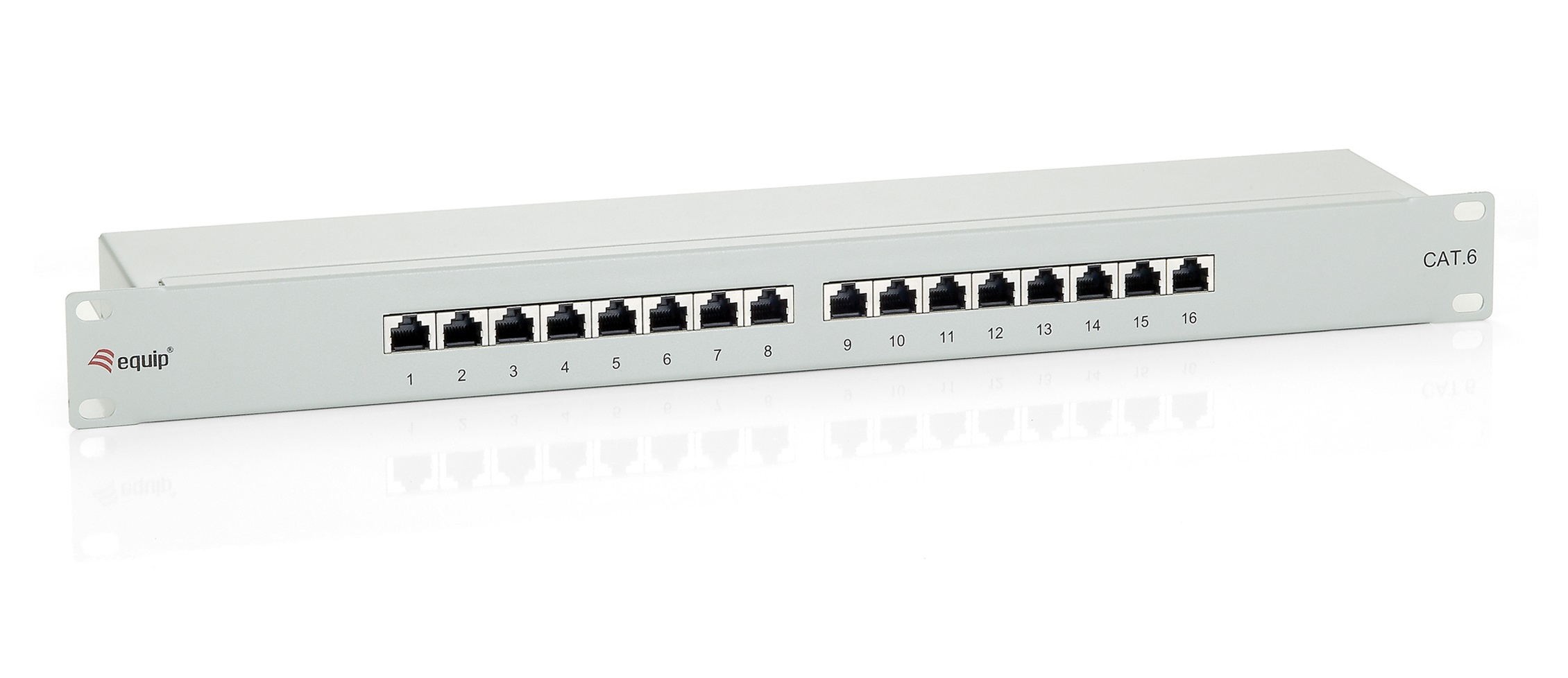 Image of Equip 16-Port Cat.6 Shielded Patch Panel, Light Grey