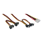 InLine Internal Power Y-Cable 1x Molex / 4x SATA angled with latches 0.40+0.55m