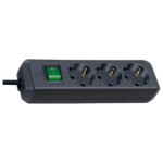 Brennenstuhl Eco-Line with switch and 1,5 mm² Ø cable power extension 5 m 3 AC outlet(s) Black