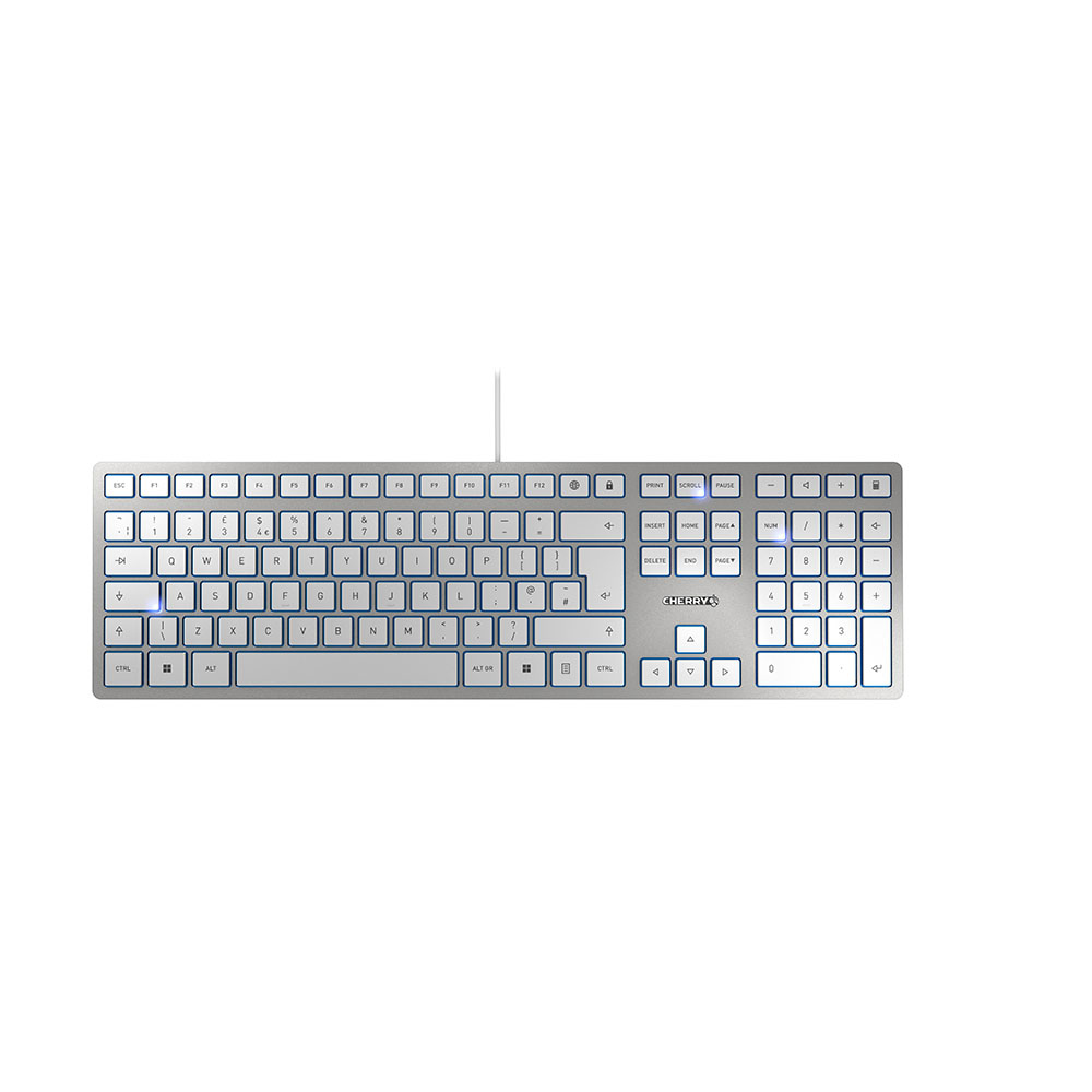 Image of CHERRY KC 6000 SLIM Corded Keyboard, Silver/White, USB (QWERTY - UK)