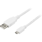 Deltaco USB-301W USB cable USB 2.0 1 m USB A Micro-USB B White