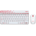 Logitech MK240 NANO keyboard Mouse included RF Wireless Hebrew Pink, White