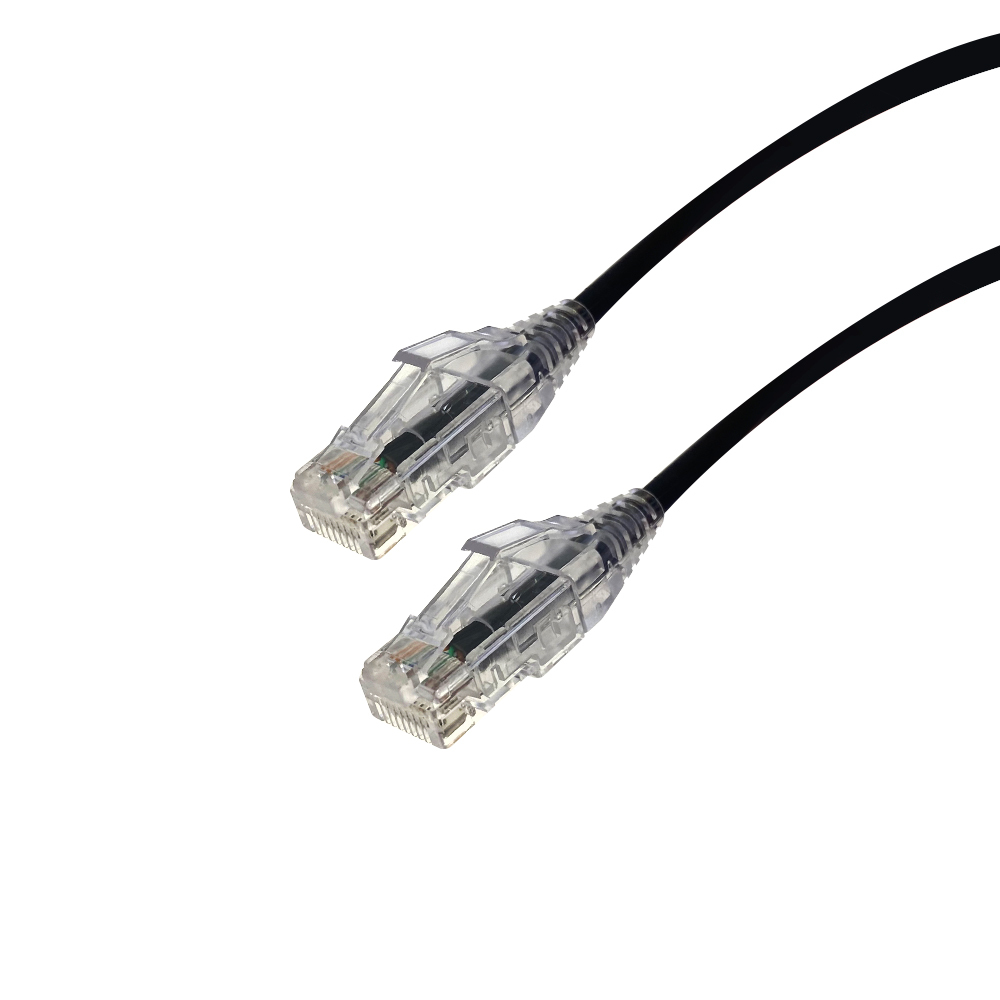 Videk Cat6 Slim U/UTP LSZH RJ45 to RJ45 Booted Patch Cable 28 AWG Black - 0.15Mtr