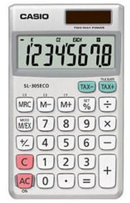 Casio SL-305ECO calculator Pocket Basic Silver. White