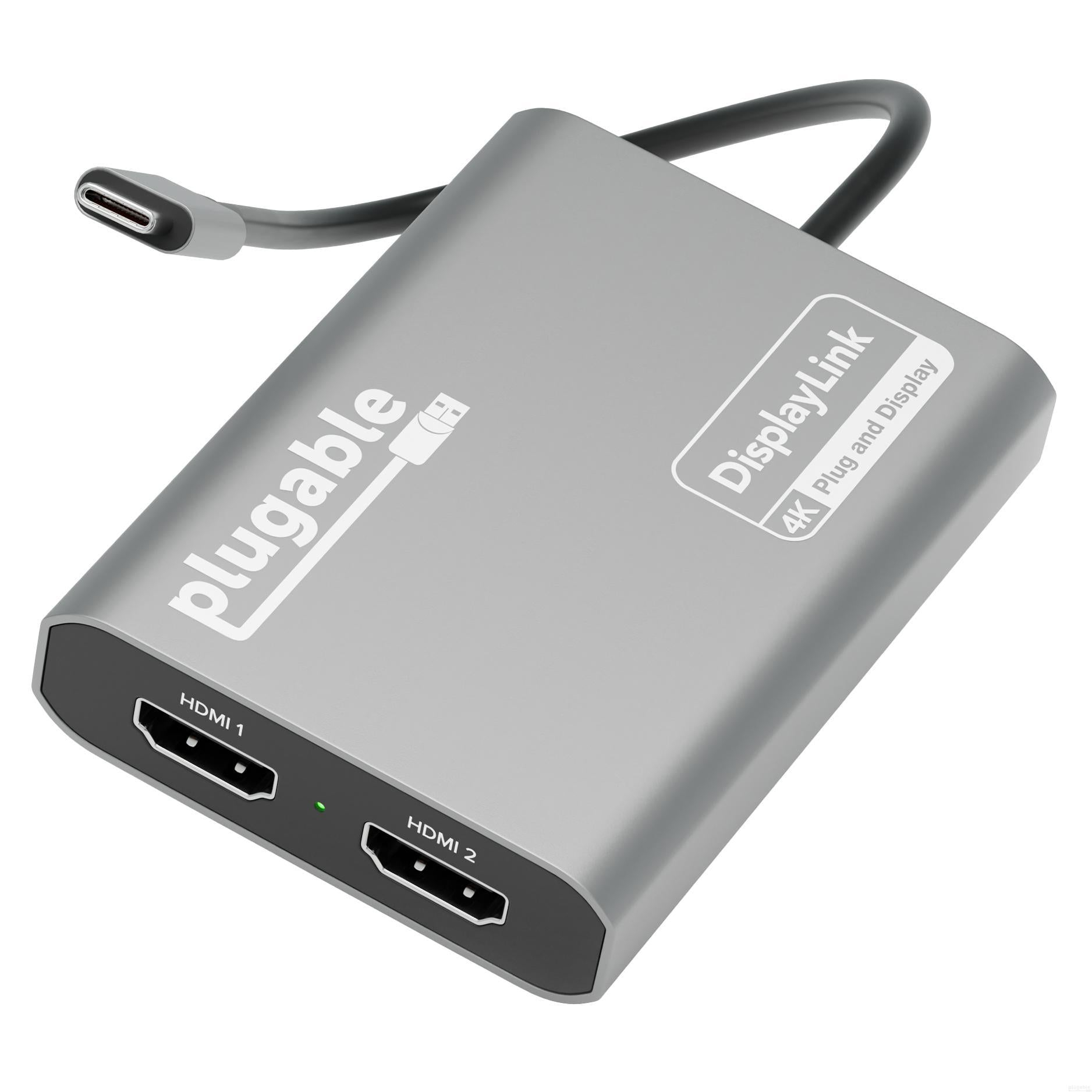 Plugable Technologies USB C to HDMI Adapter, Dual Monitor 4K 60Hz for