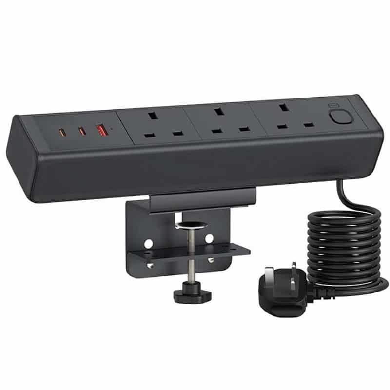 Proline DESK POWER POD 3 x 13A + 1 USB-A & 2 X USB-C (65W) - BLACK