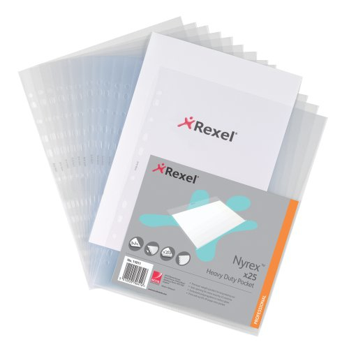 Rexel Nyrex Heavy Duty Top & Side Opening Pockets (25)