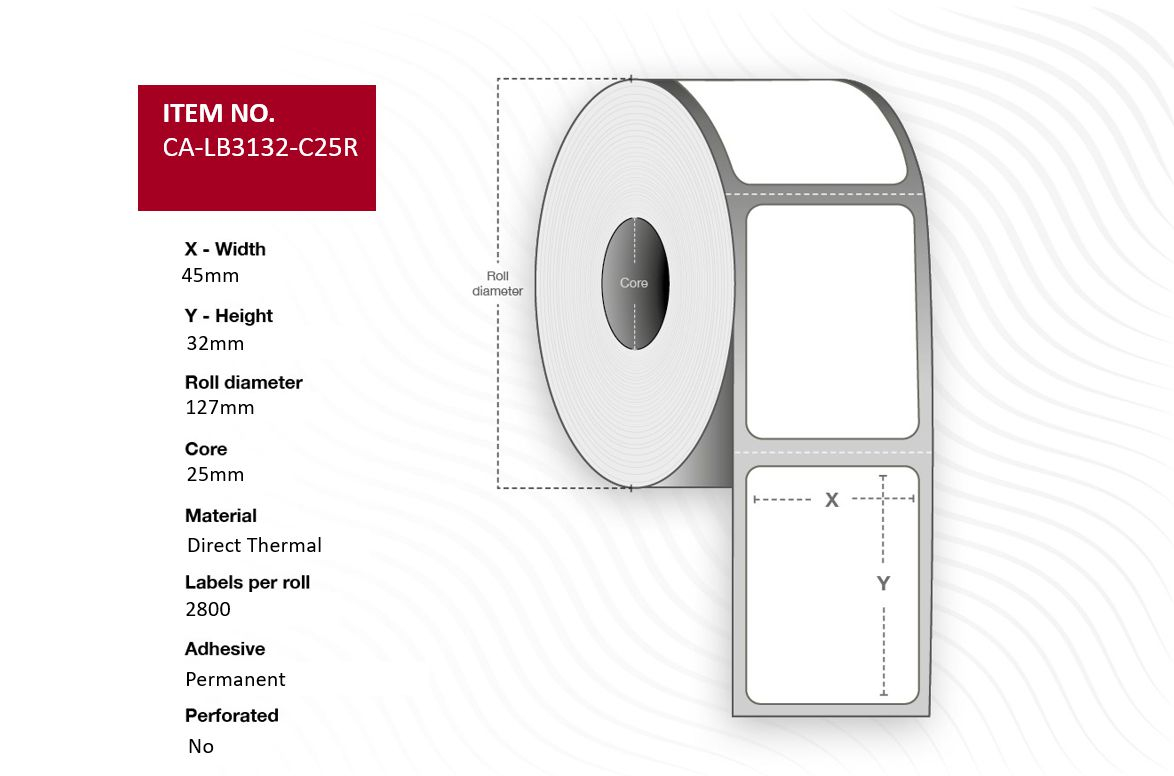 Capture CA-LB3132-C25R printer label