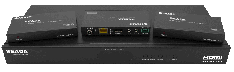 SEADA MS-HBT44B70 KIT 4x4 HDBT Matrix Switcher