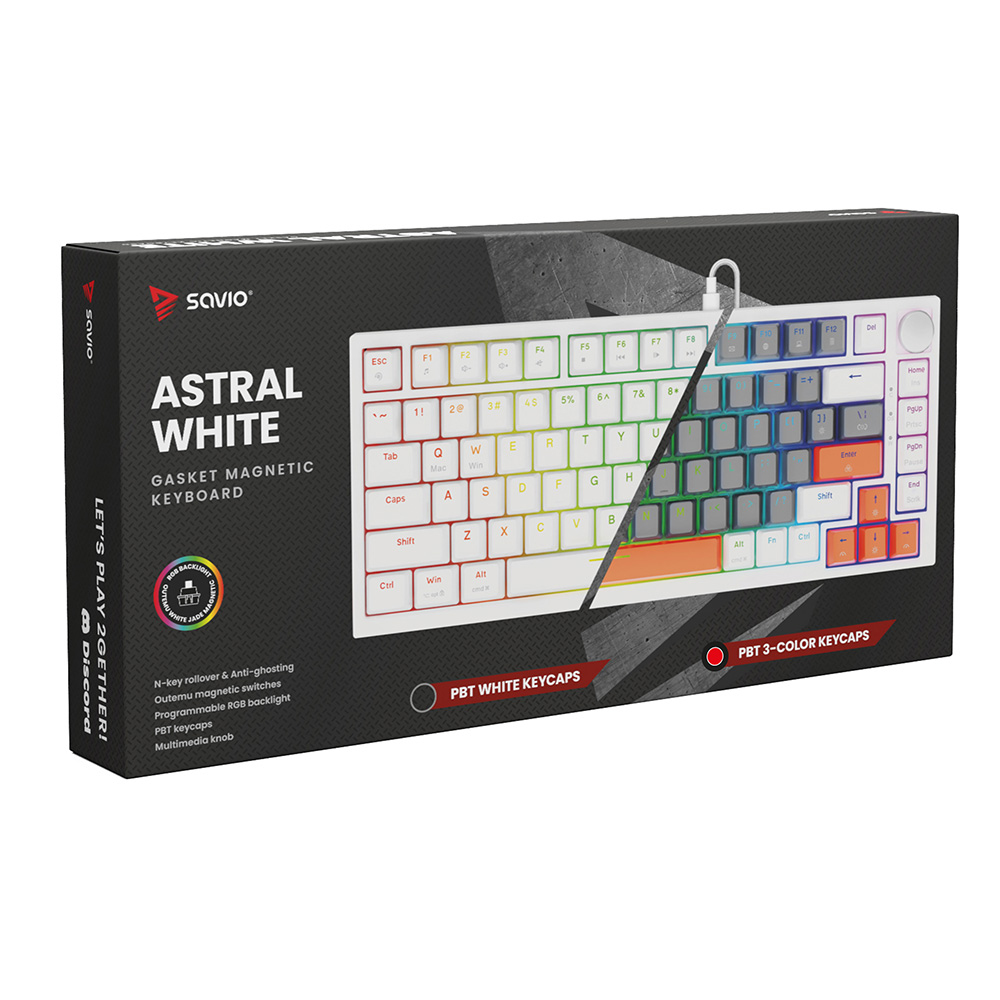 Savio ASTRAL WHITE JADE 3 COLOURS keyboard Gaming USB QWERTY US International
