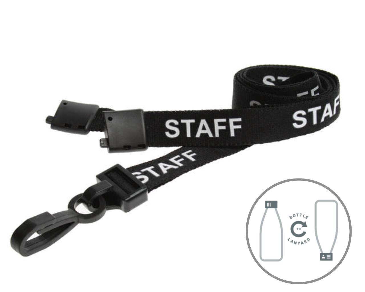 Image of Digital ID 15mm Recycled Black Staff Lanyards with Plastic J Clip...
