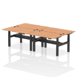 Dynamic Air Back-to-Back W1400 x D800mm Height Adjustable Sit Stand 4 Person Bench Desk With Cable Ports Oak Finish Black Frame - HA02070 DD