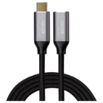 Maplin USB-C Male to USB-C Female 100W Extension Braided Cable - Black - 3m