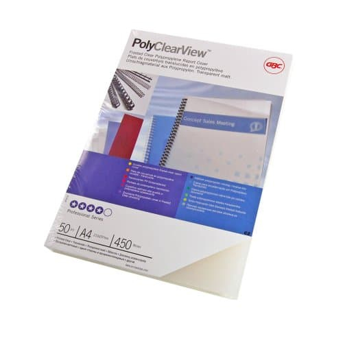 GBC PolyClearView A4 Binding Cover 450 Micron Frosted Clear (Pack of 50) IB387159