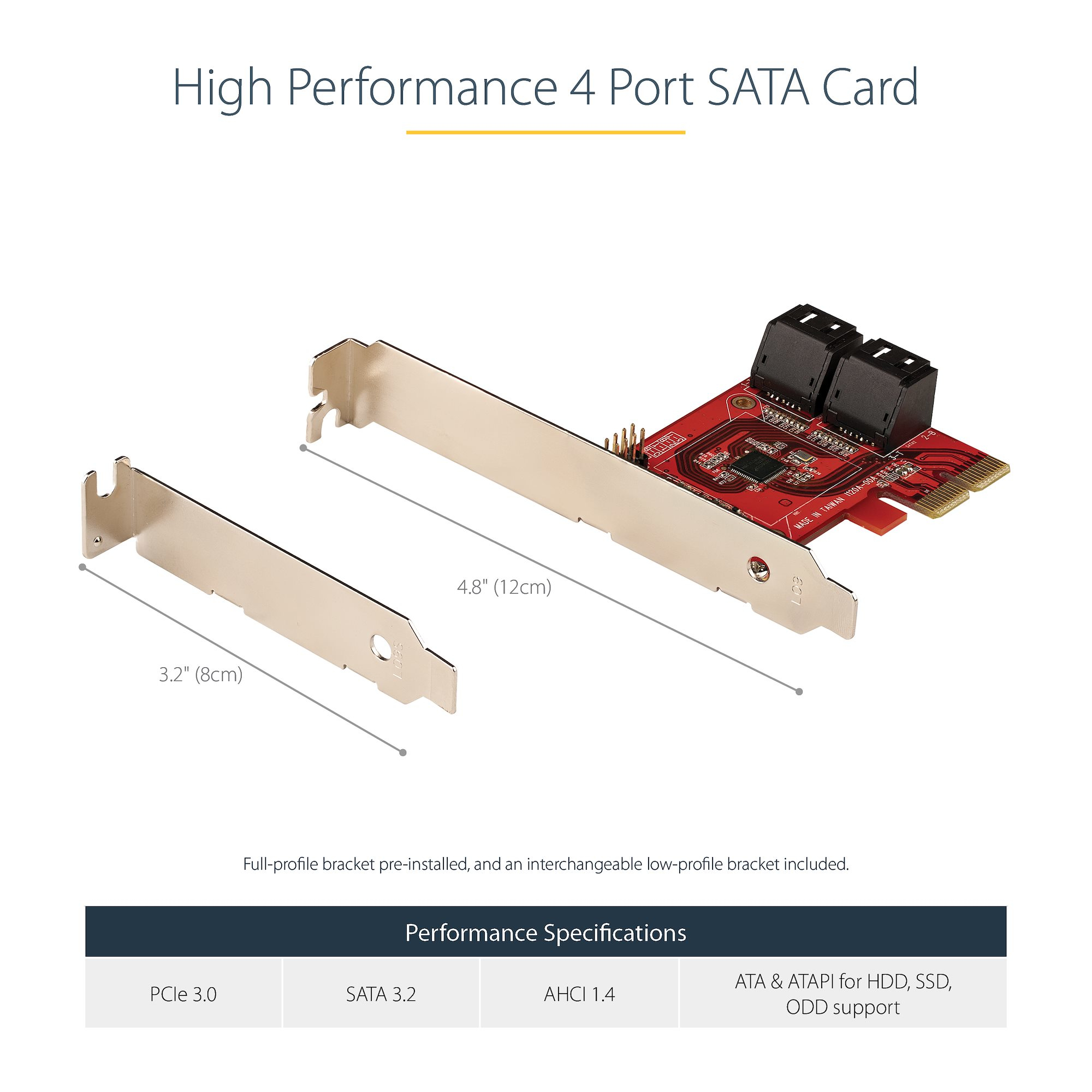 JESOT SATA Card 4 Port with 4 SATA Cables 6 Gbps SATA 3.0 Controller PCI Express Expression Card with Low Profile Bracket Support 4 SATA 3.0 Devices 
