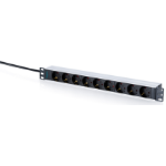 Digitus Socket strip with aluminum profile, 9-way socket outlet with earthing contact, 2 m supply cable with earthing contact plug