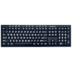 Ai Squared Zoomtext Keyboard - White letters on Black keys-  USB.