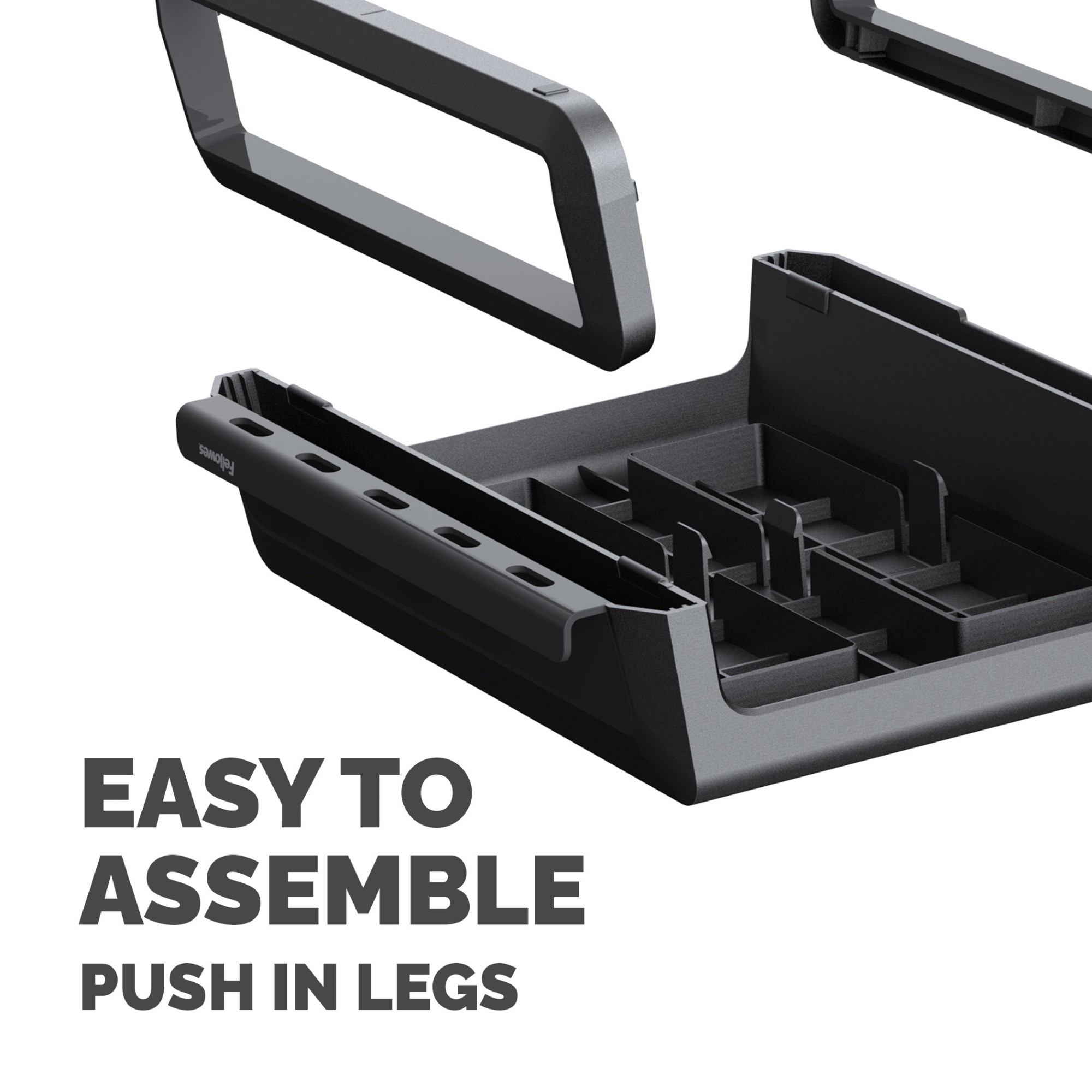 Fellowes Computer Monitor Stand with 3 Height Adjustments - Breyta Monitor Riser with Cable Management - Ergonomic Adjustable Monitor Stand for Computers - Max Weight 15KG - Black