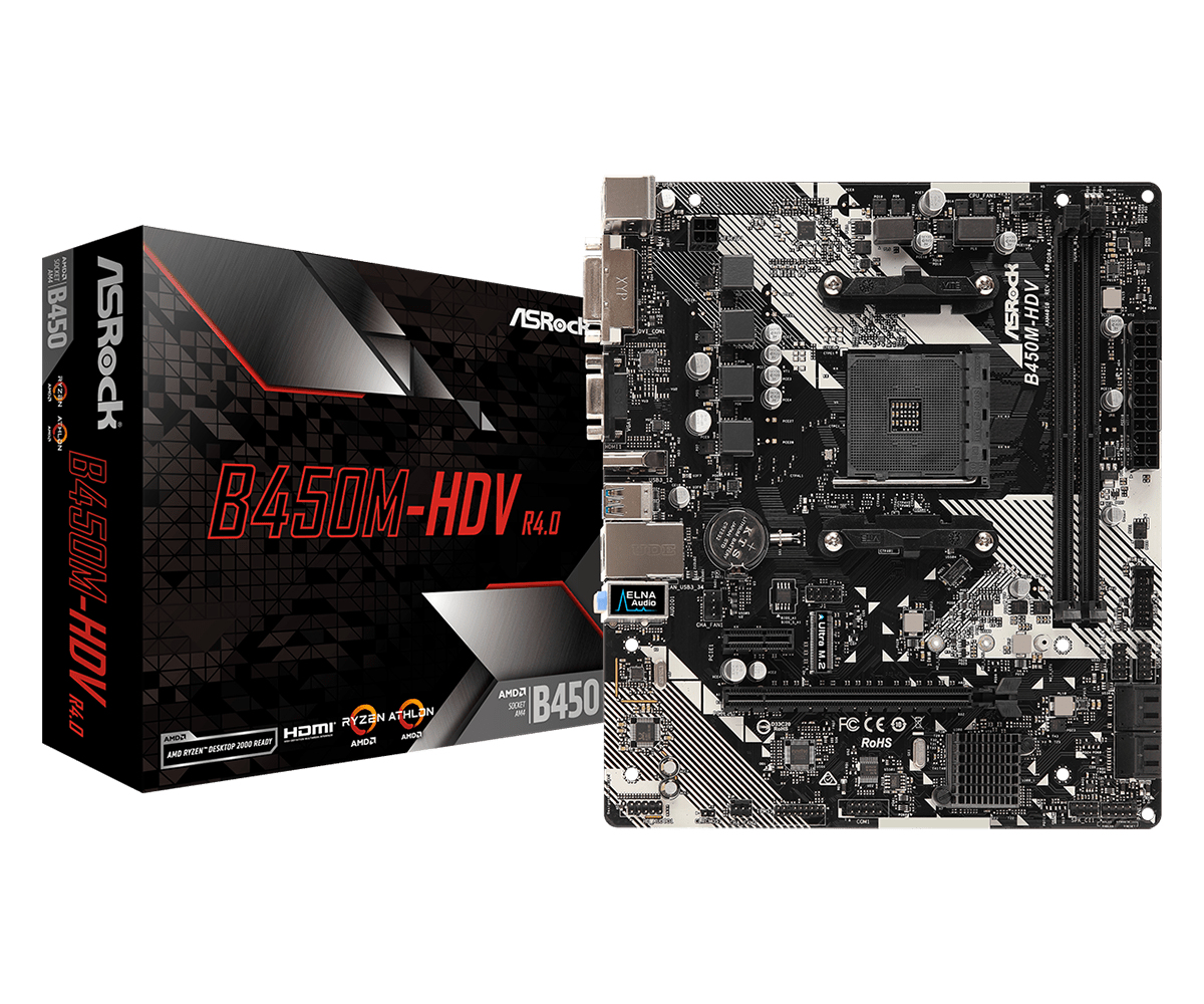 Image of Asrock B450M-HDV R4.0 AMD B450 Socket AM4 micro ATX