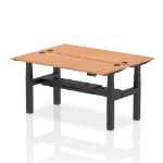 Dynamic Air Back-to-Back W1600 x D600mm Height Adjustable Sit Stand 2 Person Bench Desk With Cable Ports Oak Finish Black Frame - HA02196 DD